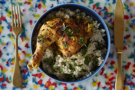 Turmeric Roast Chicken With Cardamom-Coconut Jasmine Rice