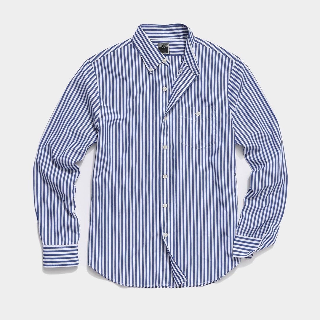 Todd Snyder Slim Fit Favorite Poplin Shirt in Banker Stripe - 33% Off