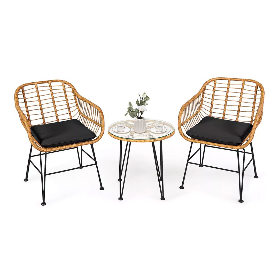 Costway 3PCS Patio Rattan Bistro Furniture Set - 66% Off