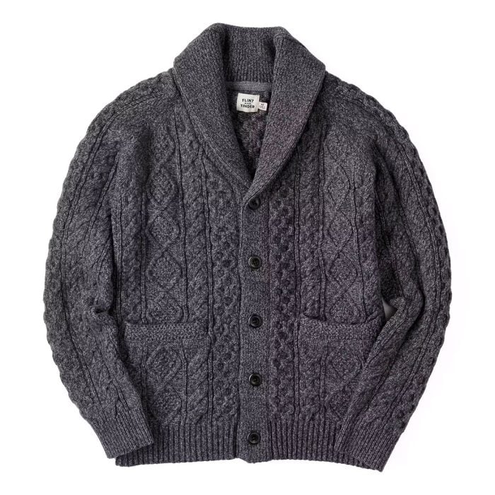 Flint & Tinder Aran Cable Knit Cardigan Sweater