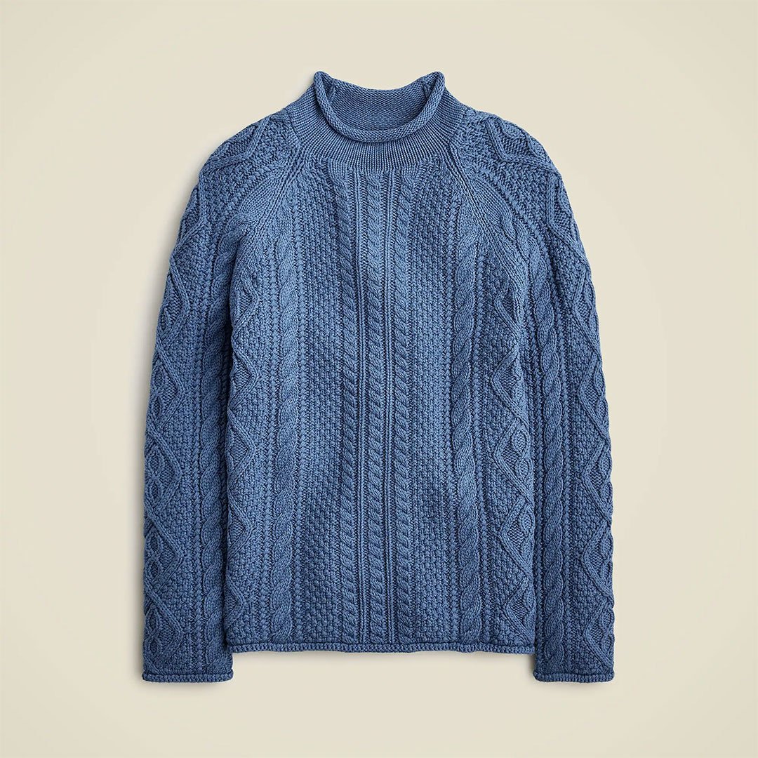 J. Crew Cotton Cable-Knit Rollneck™ Sweater - 49% Off