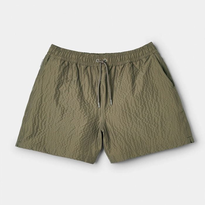 The Resort Co. Classic Swim Shorts Olive Seersucker