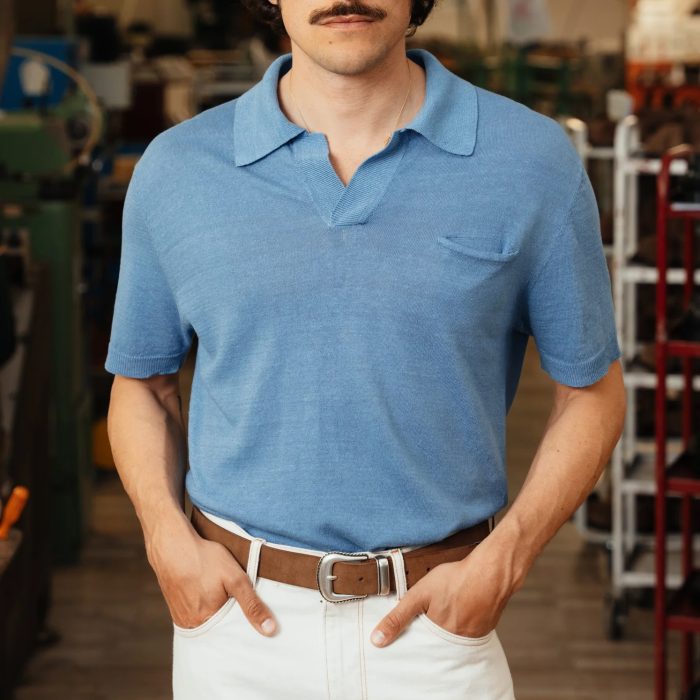 Velasca Albenga Short-Sleeved Polo Shirt, Pale Blue