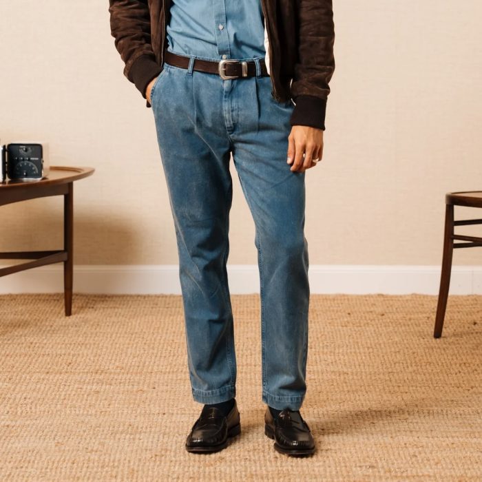 Velasca Monteriggioni Pleated Chinos, 100% Cotton Denim