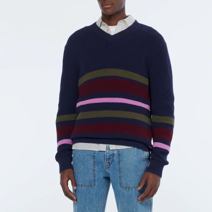 Scotch & Soda Regular Fit Stripe V-Neck Pullover