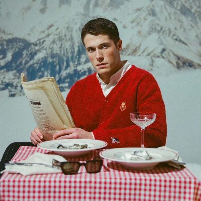 Percival White Glove Knitted Cardigan in Red