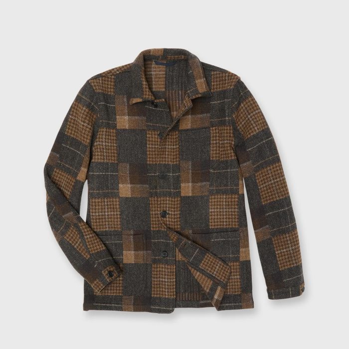 Sid Mashburn Chore Jacket Brown Wool Patchwork