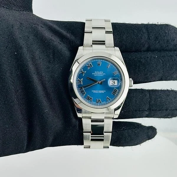 Rolex 41mm Datejust II Blue Roman Dial Auto Oyster Steel