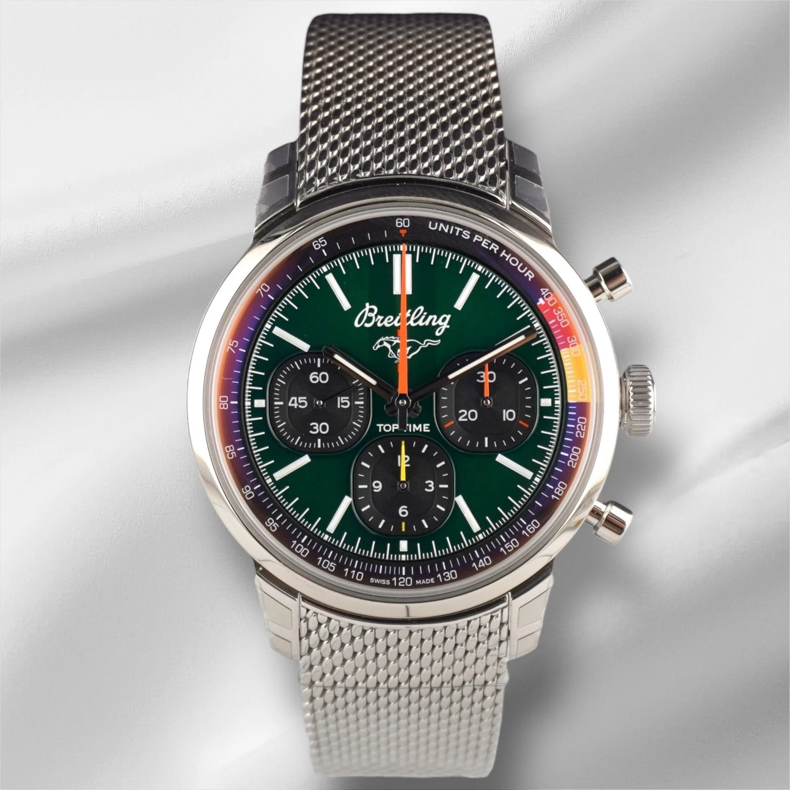 Breitling 41mm Chrono Top Time Ford Mustang Steel Green Dial 