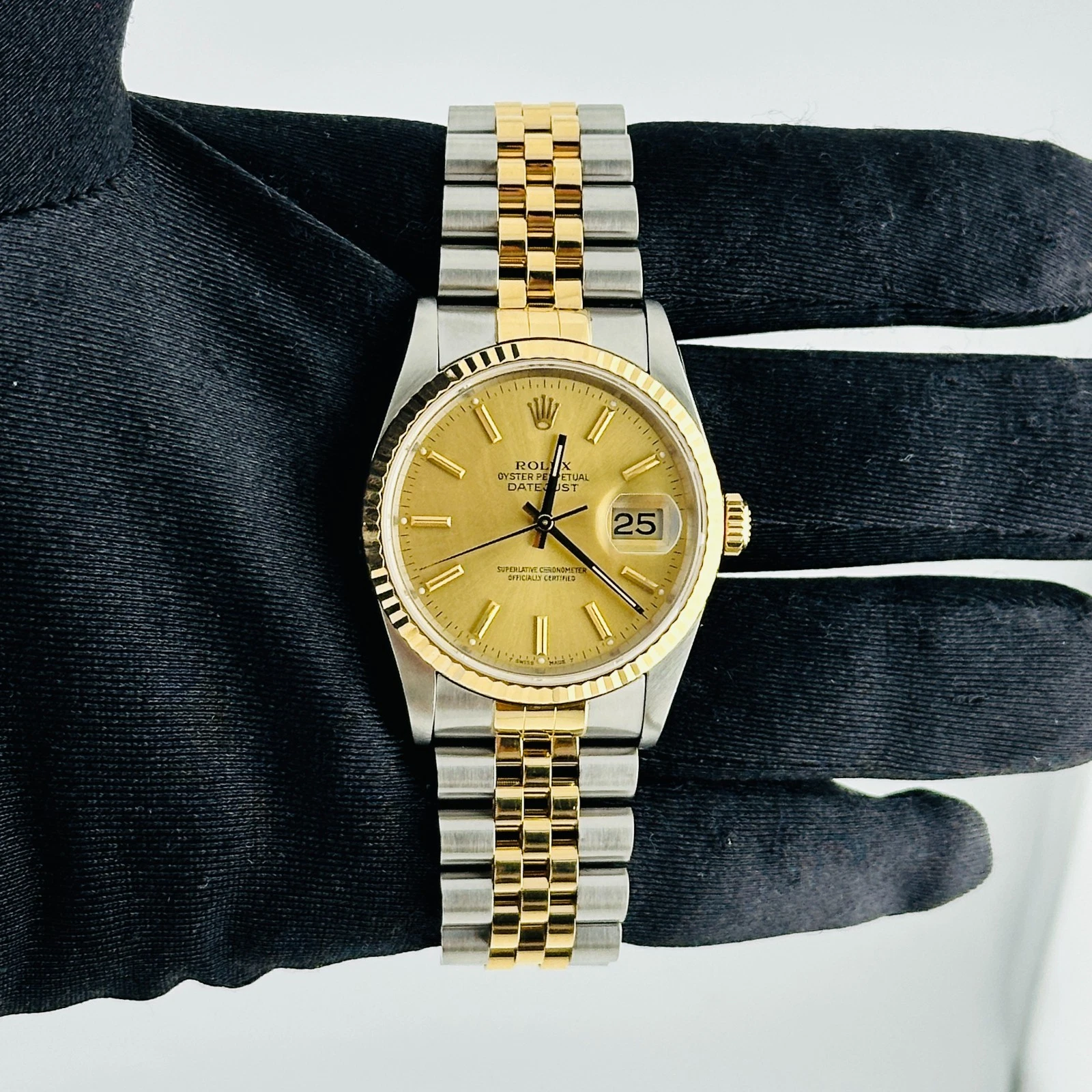 Rolex Datejust 36mm Yellow Gold Fluted Gold Dial Jubilee