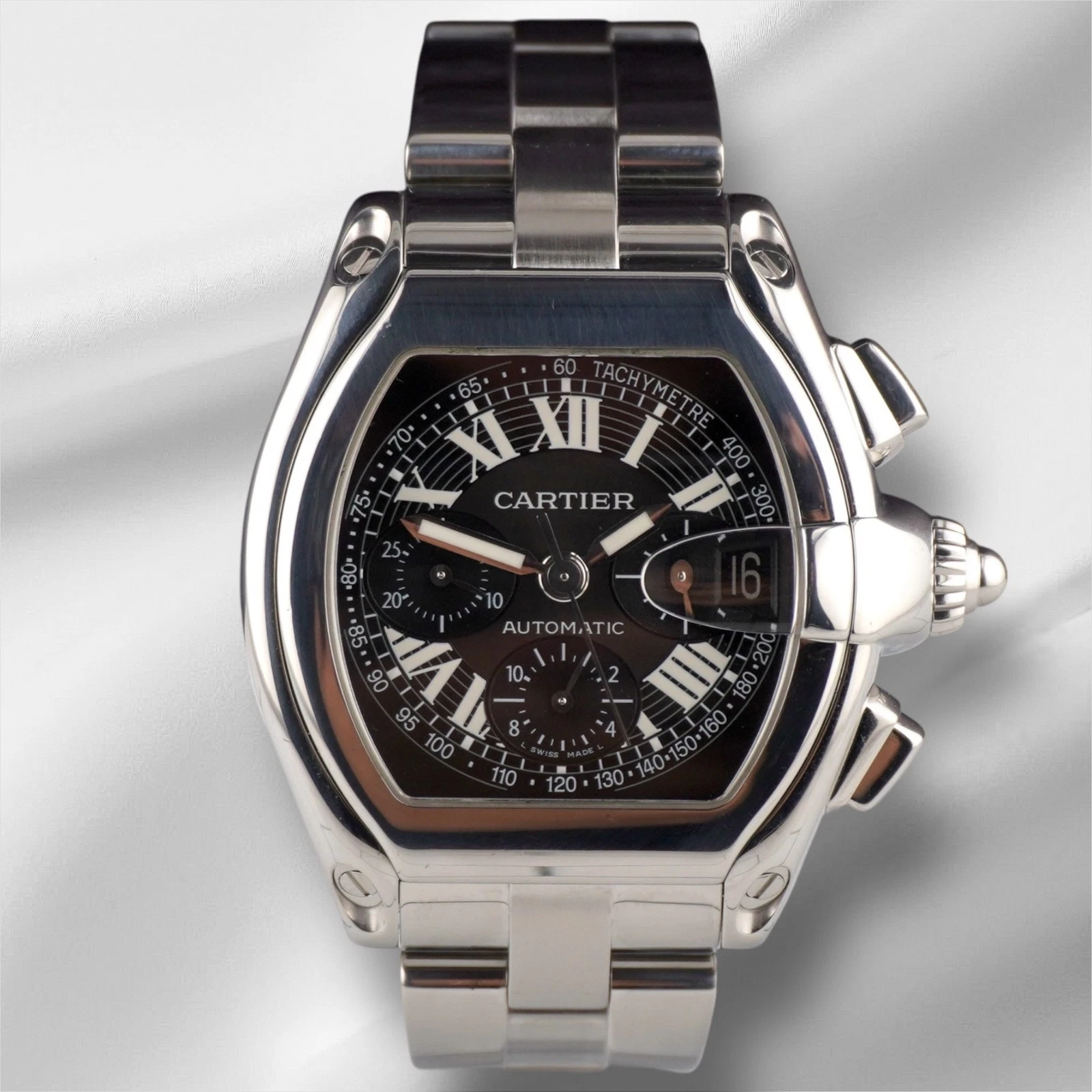 Cartier 43mm Roadster XL Chronograph Black Dial Steel