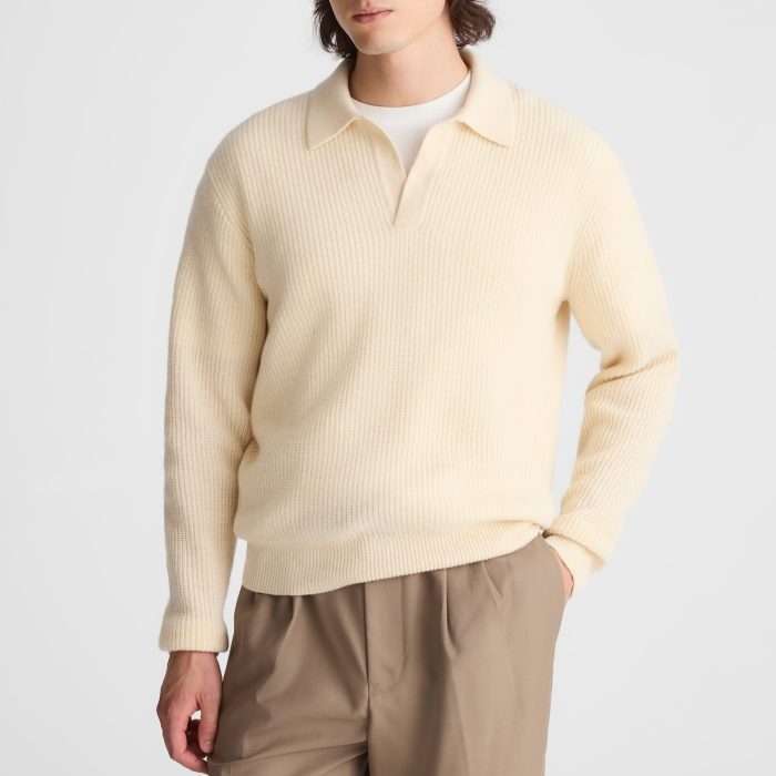 Madewell Johnny-Collar Sweater Polo in Heritage Merino Wool