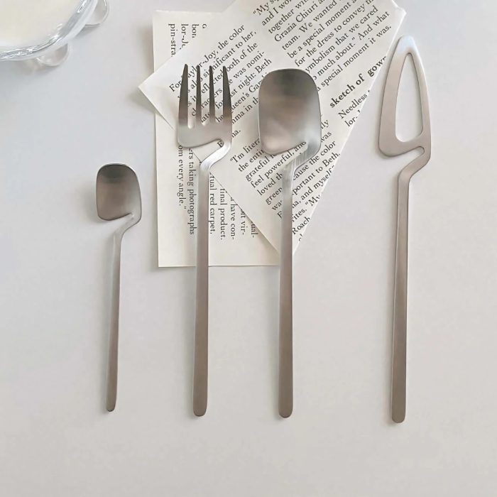 LoveEcru Minimalist Stainless Steel Flatware (Set of 2)