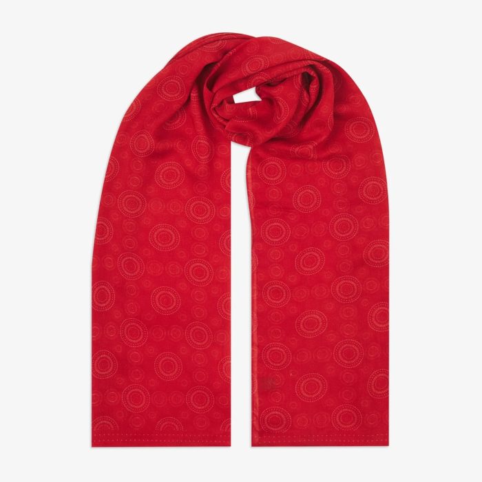 Soho Scarves Noughts in Red Bohemian Lightweight Wide Scarf