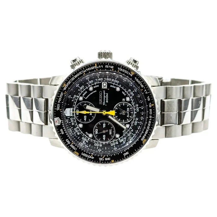 Seiko Flightmaster Pilot Chronograph Watch in Stainless Steel
