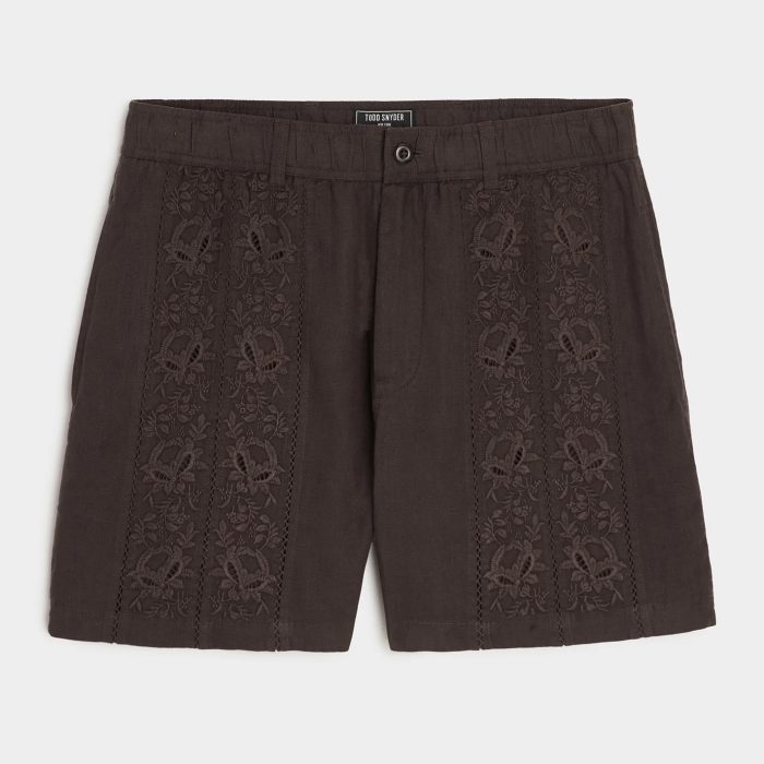 Todd Snyder 5″ Embroidered Linen Beachcomber Short