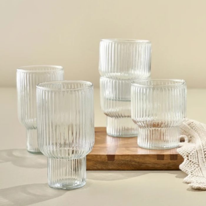 Atlas Ribbed Stacking Glass Tumbler