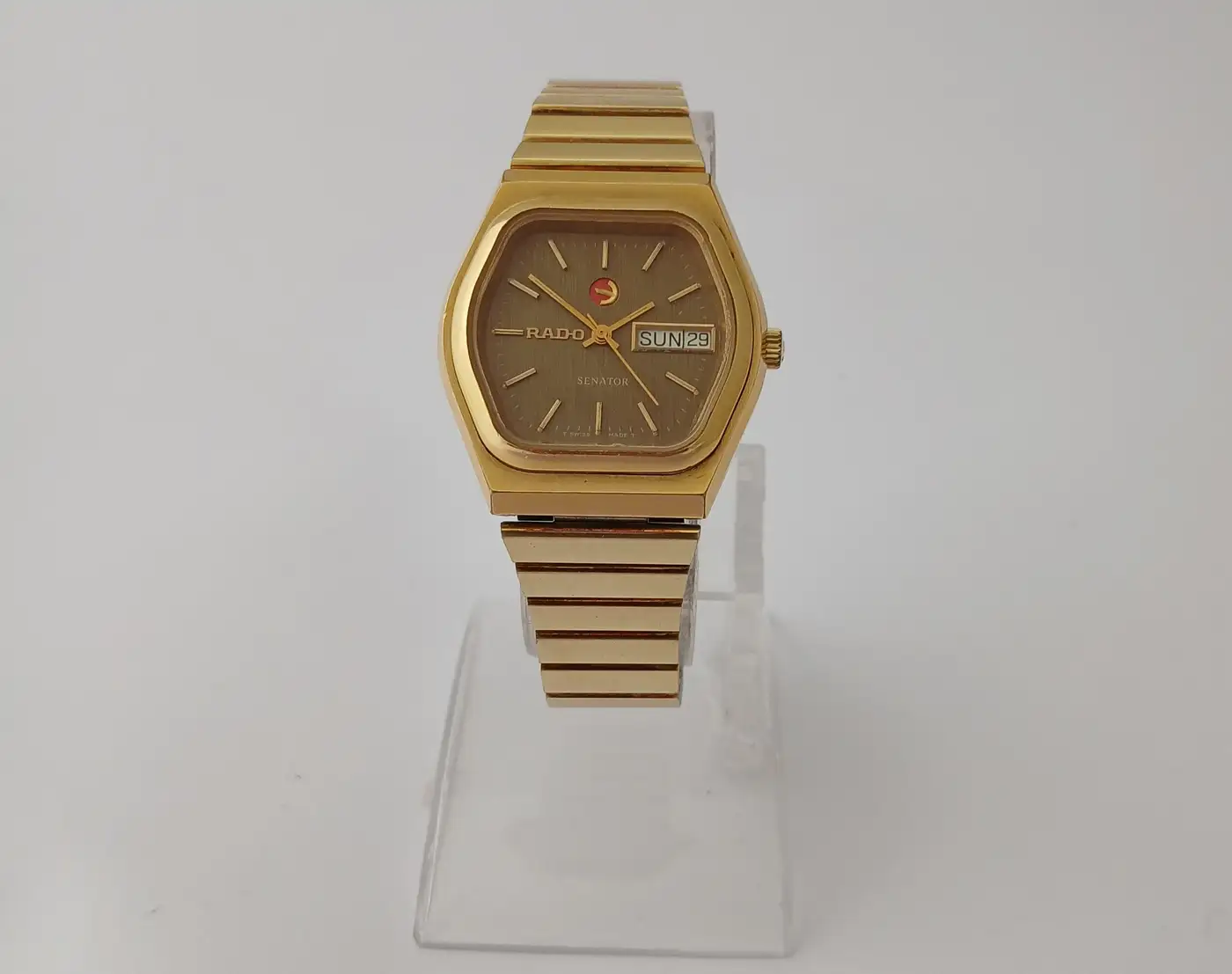 Vintage Rado Senator Automatic Day Date Gold-plated Brown Dial Watch