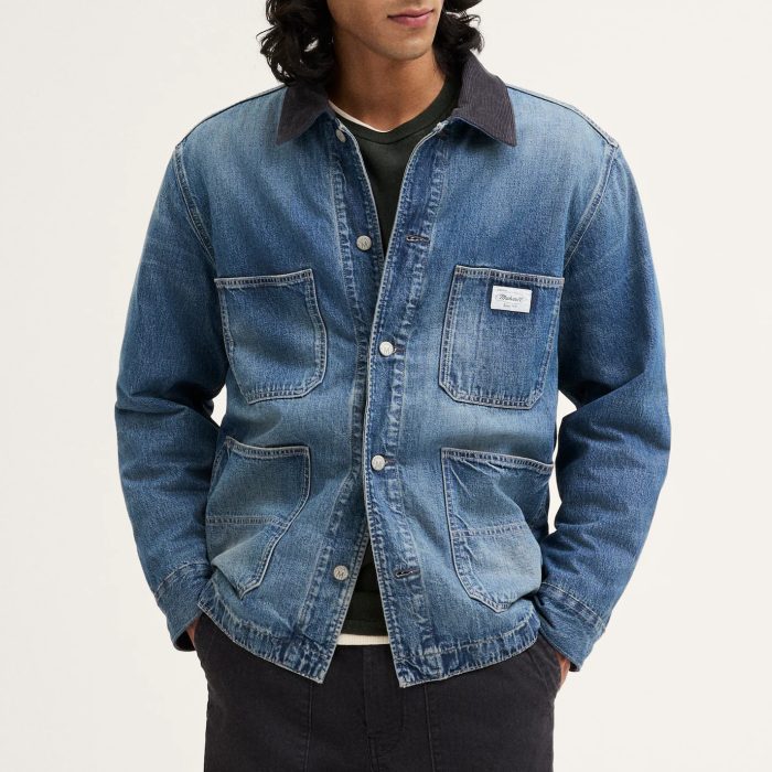 Madewell The Reissue Cord-Collar Denim Chore Jacket